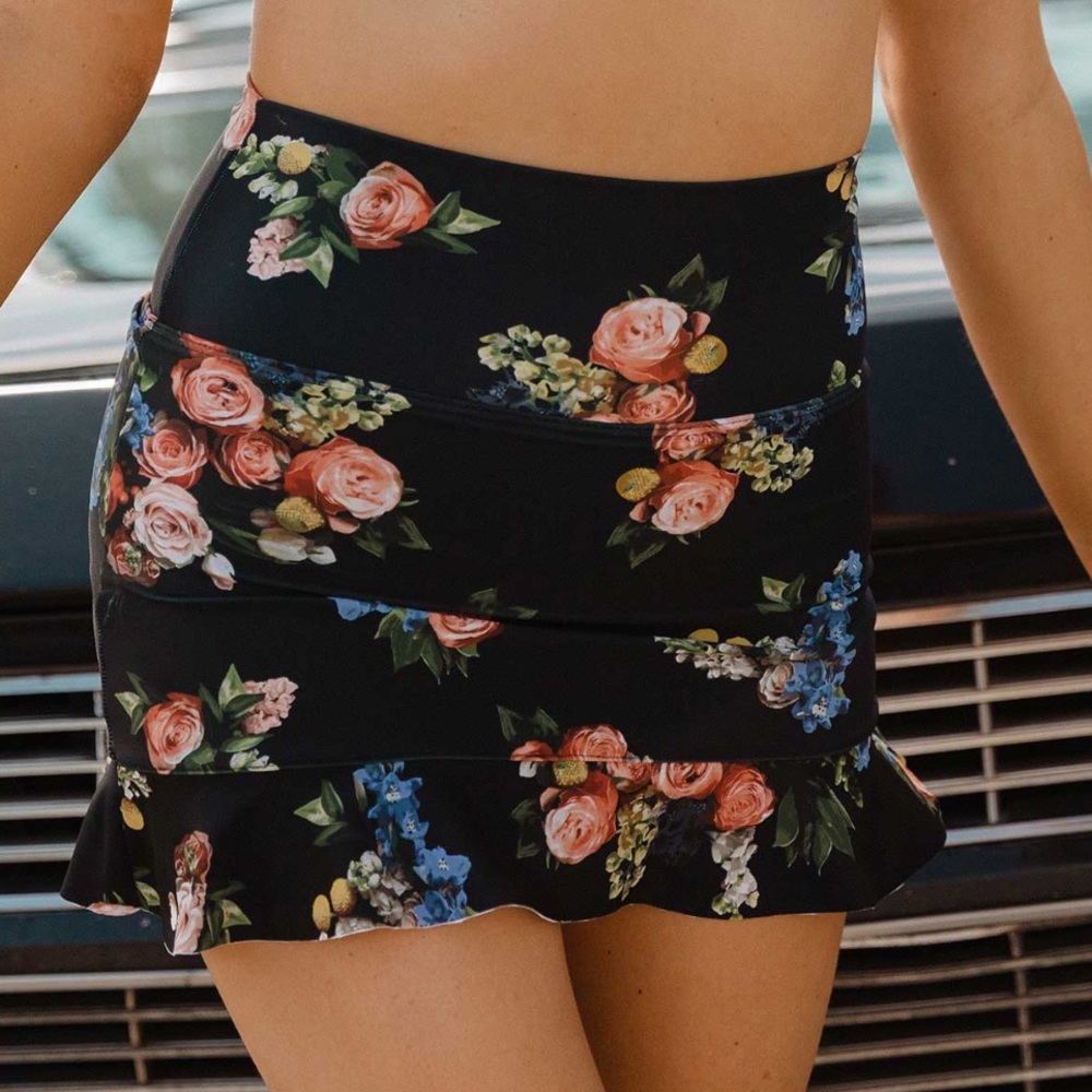 Albion Fit ROSE BLACK HIGH-WAISTED SWIM SKIRT